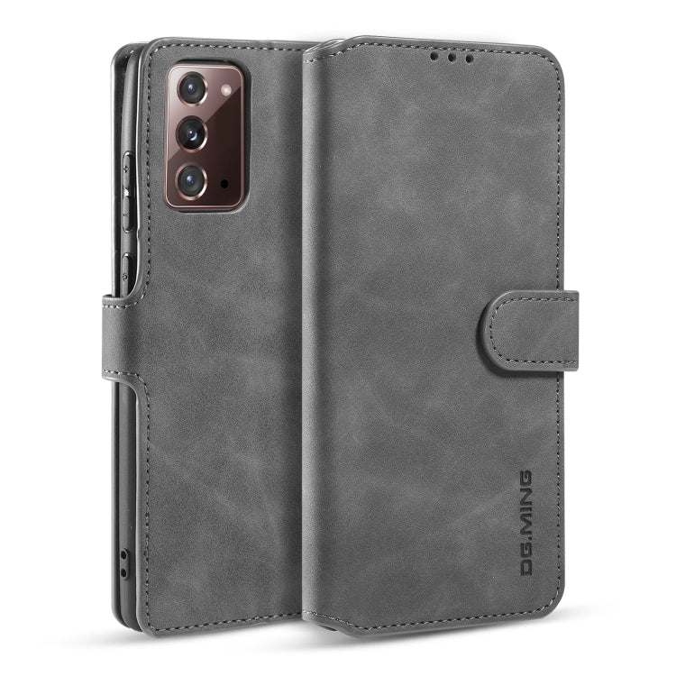 DG.MING Retro Oil Side Horizontal Flip Case with Holder & Card Slots & Wallet, Compatible with Samsung Galaxy Note20