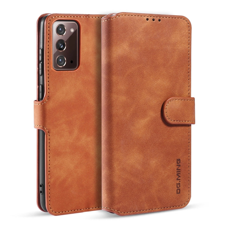 DG.MING Retro Oil Side Horizontal Flip Case with Holder & Card Slots & Wallet, Compatible with Samsung Galaxy Note20