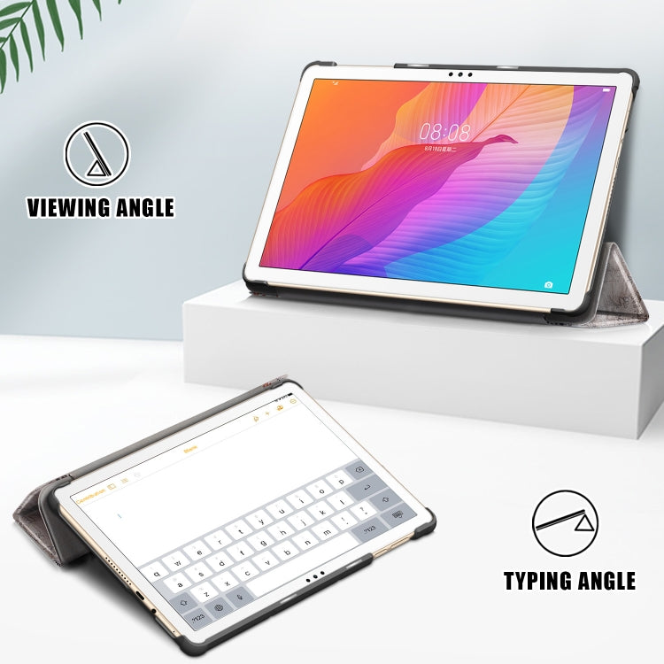 For Huawei Enjoy Tablet 2 10.1 inch / Honor Pad 6 10.1 inch Colored Drawing Pattern Horizontal Flip Leather Case with Three-folding Holder & Sleep / Wake-up Function