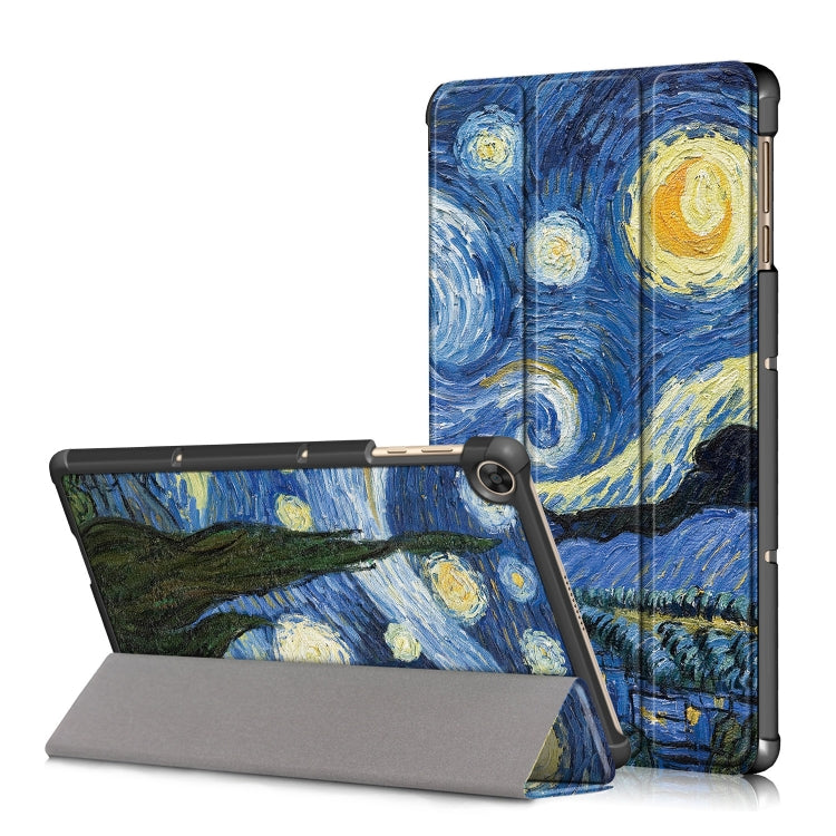 For Huawei Enjoy Tablet 2 10.1 inch / Honor Pad 6 10.1 inch Colored Drawing Pattern Horizontal Flip Leather Case with Three-folding Holder & Sleep / Wake-up Function