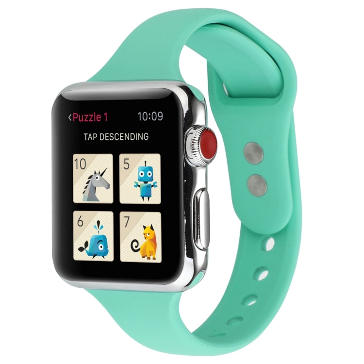 Thin Silicone Double Buckle Replacement Wrist Strap, Compatible with Apple Watch Series 8&7 41mm / SE 2&6&SE&5&4 40mm / 3&2&1 38mm