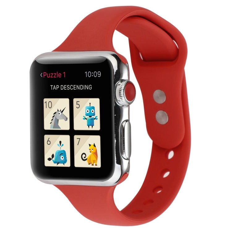 Thin Silicone Double Buckle Replacement Wrist Strap, Compatible with Apple Watch Series 8&7 41mm / SE 2&6&SE&5&4 40mm / 3&2&1 38mm