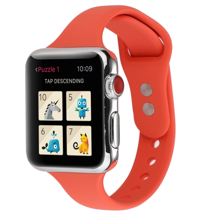 Thin Silicone Double Buckle Replacement Wrist Strap, Compatible with Apple Watch Series 8&7 41mm / SE 2&6&SE&5&4 40mm / 3&2&1 38mm