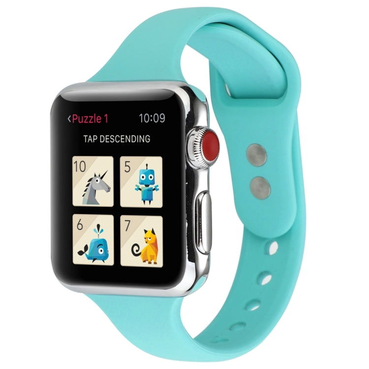 Thin Silicone Double Buckle Replacement Wrist Strap, Compatible with Apple Watch Series 8&7 41mm / SE 2&6&SE&5&4 40mm / 3&2&1 38mm