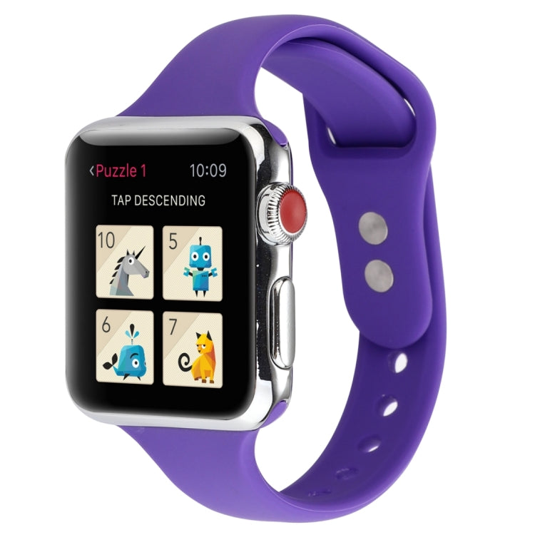 Thin Silicone Double Buckle Replacement Wrist Strap, Compatible with Apple Watch Series 8&7 41mm / SE 2&6&SE&5&4 40mm / 3&2&1 38mm
