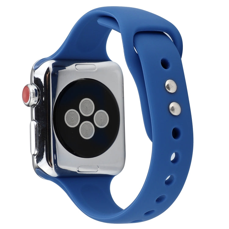 Thin Silicone Double Buckle Replacement Wrist Strap, Compatible with Apple Watch Series 8&7 41mm / SE 2&6&SE&5&4 40mm / 3&2&1 38mm