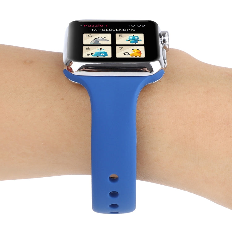 Thin Silicone Double Buckle Replacement Wrist Strap, Compatible with Apple Watch Series 8&7 41mm / SE 2&6&SE&5&4 40mm / 3&2&1 38mm