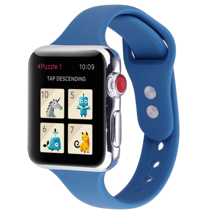 Thin Silicone Double Buckle Replacement Wrist Strap, Compatible with Apple Watch Series 8&7 41mm / SE 2&6&SE&5&4 40mm / 3&2&1 38mm