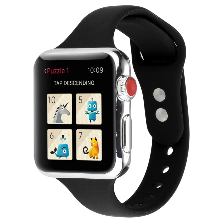 Thin Silicone Double Buckle Replacement Wrist Strap, Compatible with Apple Watch Series 8&7 41mm / SE 2&6&SE&5&4 40mm / 3&2&1 38mm