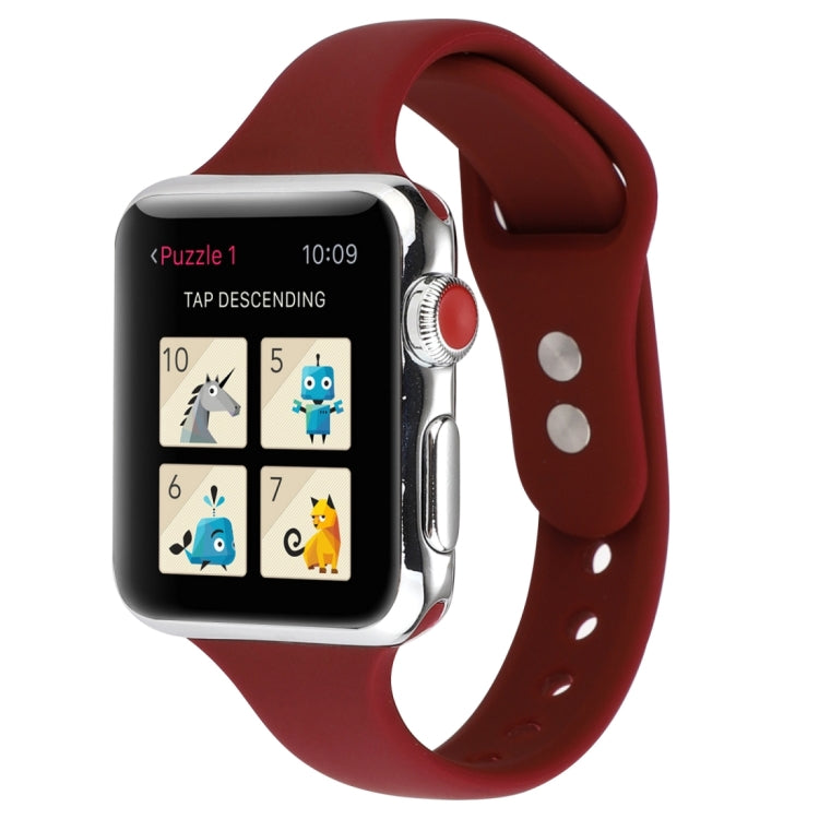 Thin Silicone Double Buckle Replacement Wrist Strap, Compatible with Apple Watch Series 8&7 41mm / SE 2&6&SE&5&4 40mm / 3&2&1 38mm