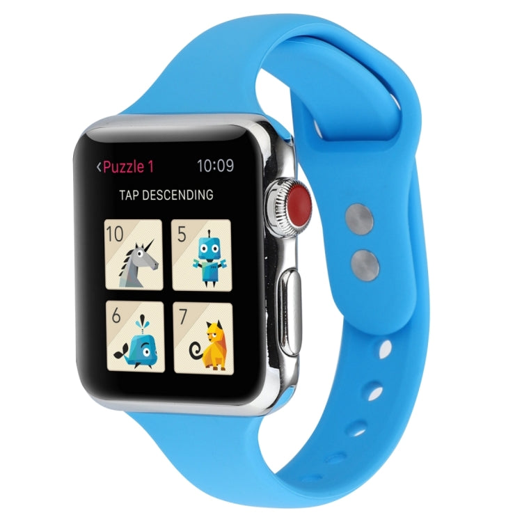 Thin Silicone Double Buckle Replacement Wrist Strap, Compatible with Apple Watch Series 8&7 41mm / SE 2&6&SE&5&4 40mm / 3&2&1 38mm