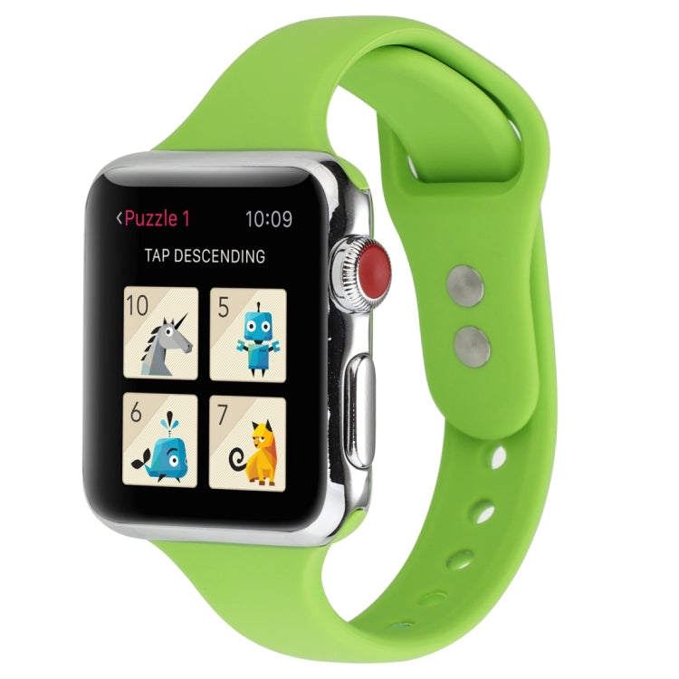 Thin Silicone Double Buckle Replacement Wrist Strap, Compatible with Apple Watch Series 8&7 41mm / SE 2&6&SE&5&4 40mm / 3&2&1 38mm