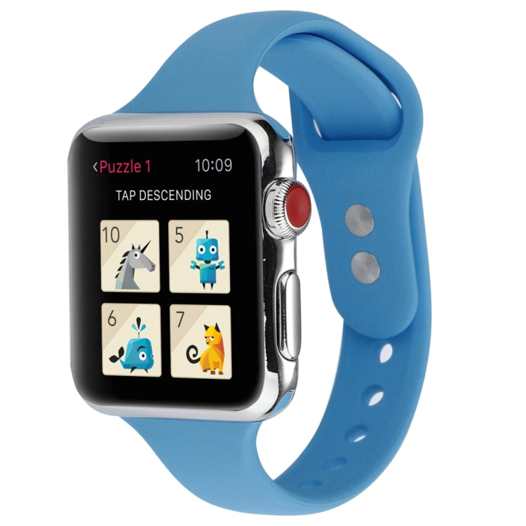 Thin Silicone Double Buckle Replacement Wrist Strap, Compatible with Apple Watch Series 8&7 41mm / SE 2&6&SE&5&4 40mm / 3&2&1 38mm