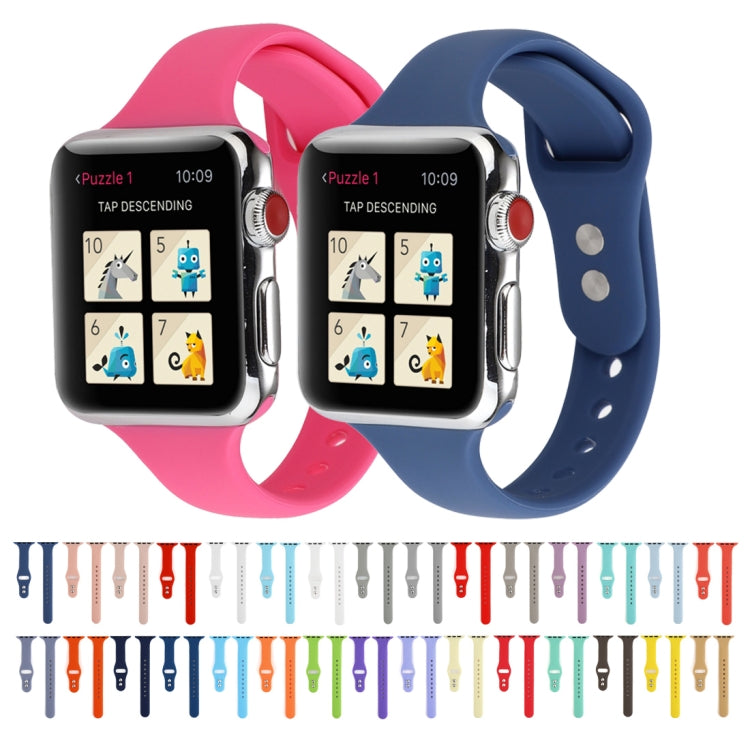 Thin Silicone Double Buckle Replacement Wrist Strap, Compatible with Apple Watch Series 8&7 41mm / SE 2&6&SE&5&4 40mm / 3&2&1 38mm