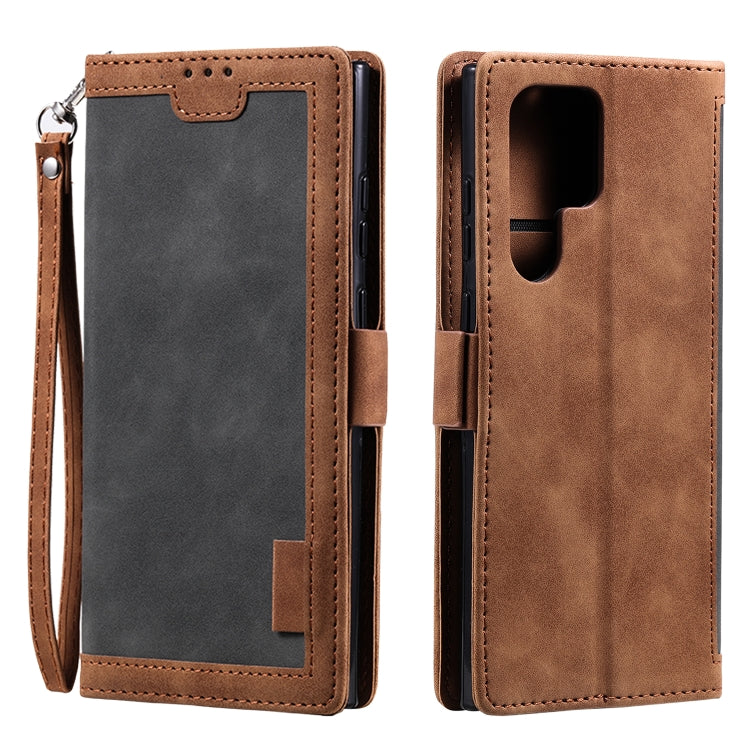 Retro Splicing Horizontal Flip Leather Phone Case, Compatible with Samsung Galaxy S25 Ultra 5G
