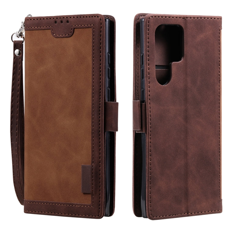 Retro Splicing Horizontal Flip Leather Phone Case, Compatible with Samsung Galaxy S25 Ultra 5G