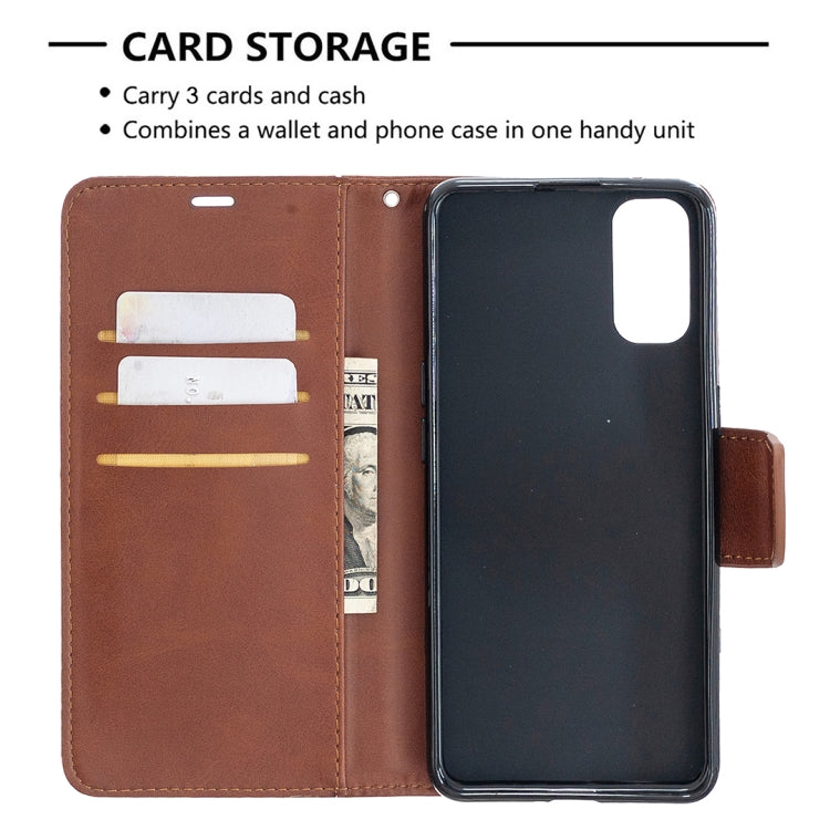 Retro Lambskin Texture Pure Color Horizontal Flip PU Leather Case with Holder & Card Slots & Wallet & Lanyard, Compatible with OPPO Reno4 5G