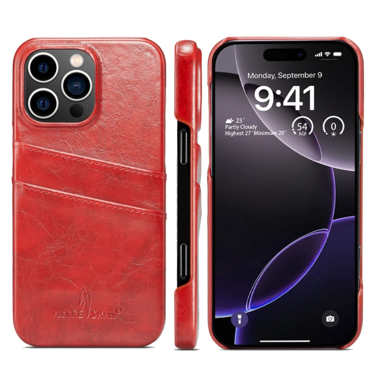 Fierre Shann Retro Oil Wax Texture Card Slots PU Leather Phone Case, Compatible with iPhone 16 Pro Max
