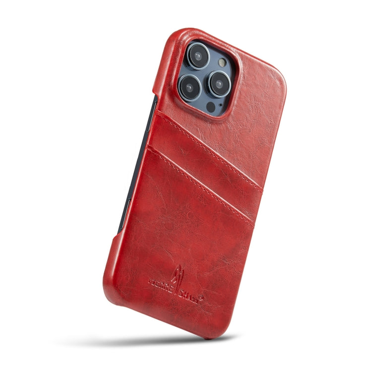 Fierre Shann Retro Oil Wax Texture Card Slots PU Leather Phone Case, Compatible with iPhone 16 Pro Max