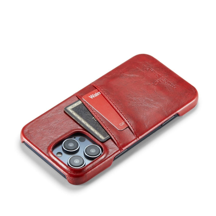 Fierre Shann Retro Oil Wax Texture Card Slots PU Leather Phone Case, Compatible with iPhone 16 Pro Max