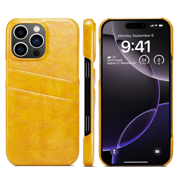 Fierre Shann Retro Oil Wax Texture Card Slots PU Leather Phone Case, Compatible with iPhone 16 Pro Max