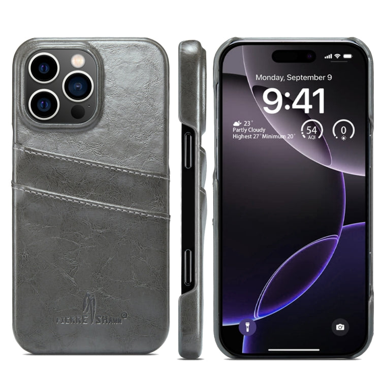 Fierre Shann Retro Oil Wax Texture Card Slots PU Leather Phone Case, Compatible with iPhone 16 Pro Max