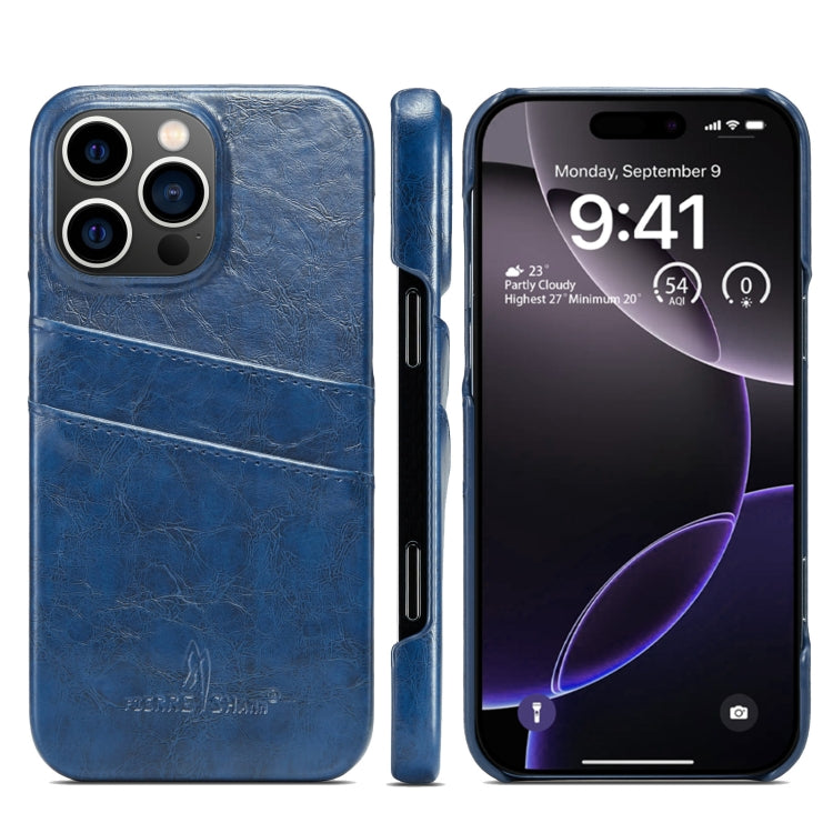Fierre Shann Retro Oil Wax Texture Card Slots PU Leather Phone Case, Compatible with iPhone 16 Pro Max