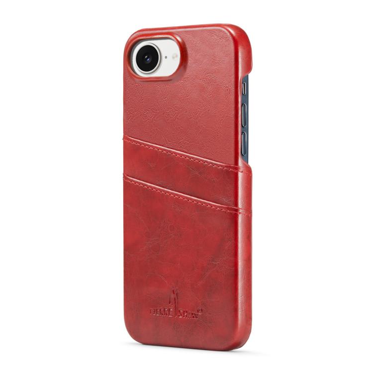 Fierre Shann Retro Oil Wax Texture Card Slots PU Leather Phone Case, Compatible with iPhone 16e