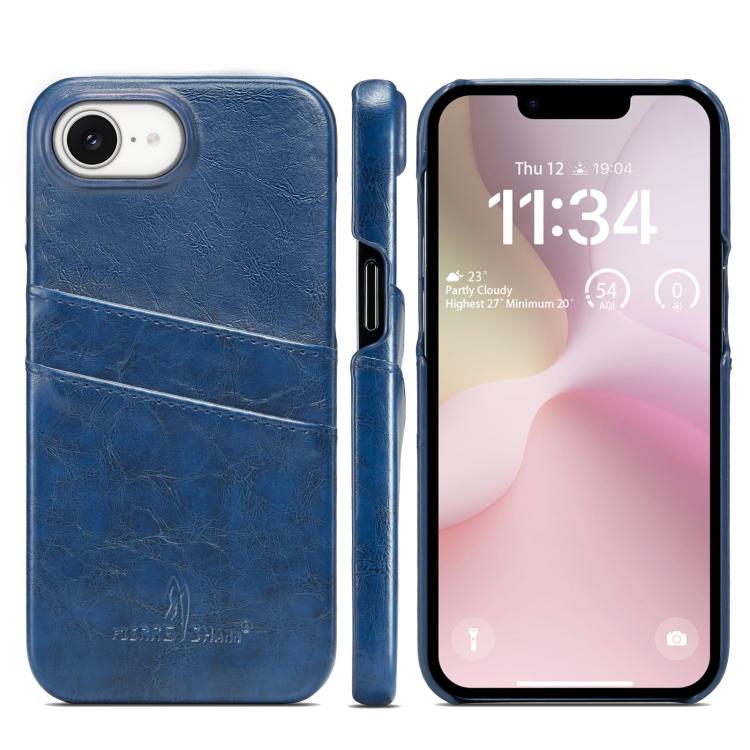 Fierre Shann Retro Oil Wax Texture Card Slots PU Leather Phone Case, Compatible with iPhone 16e