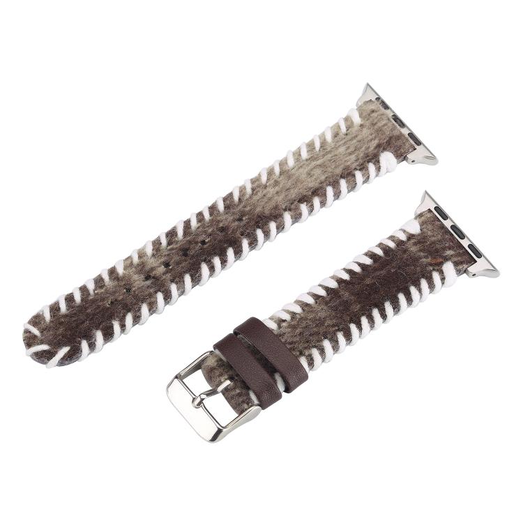 Retro Stitched Wool Genuine Leather Watch Band, Compatible with Apple Watch 42mm / 41mm / 40mm / 38mm