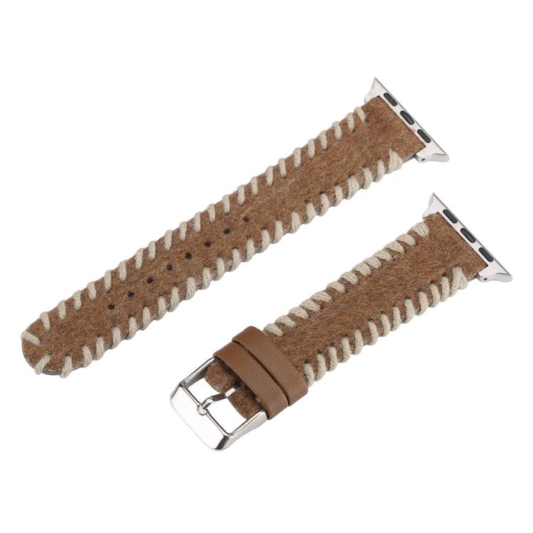 Retro Stitched Wool Genuine Leather Watch Band, Compatible with Apple Watch 42mm / 41mm / 40mm / 38mm