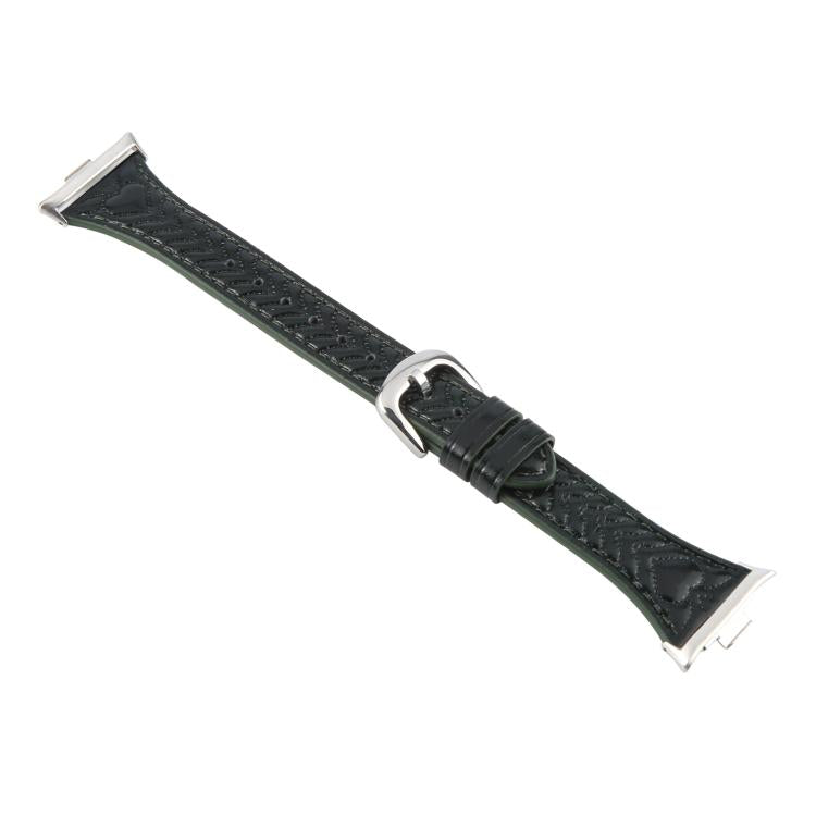 Metal Connector Heart-Shaped Embossed Leather Watch Band, Compatible with Xiaomi Mi Band 8 Pro / Redmi Watch 5
