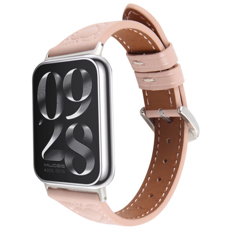 Metal Connector Heart-Shaped Embossed Leather Watch Band, Compatible with Xiaomi Mi Band 8 Pro / Redmi Watch 5