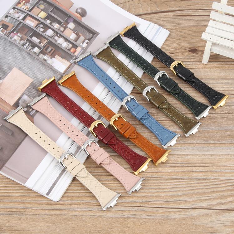 Metal Connector Heart-Shaped Embossed Leather Watch Band, Compatible with Xiaomi Mi Band 8 Pro / Redmi Watch 5