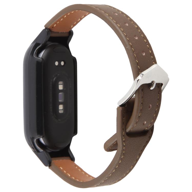 PC Case Integrated Microfiber Leather Watch Band, Compatible with Xiaomi Smart Band 9