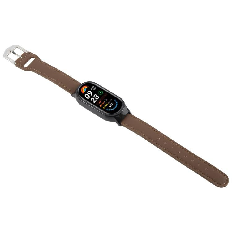 PC Case Integrated Microfiber Leather Watch Band, Compatible with Xiaomi Smart Band 9