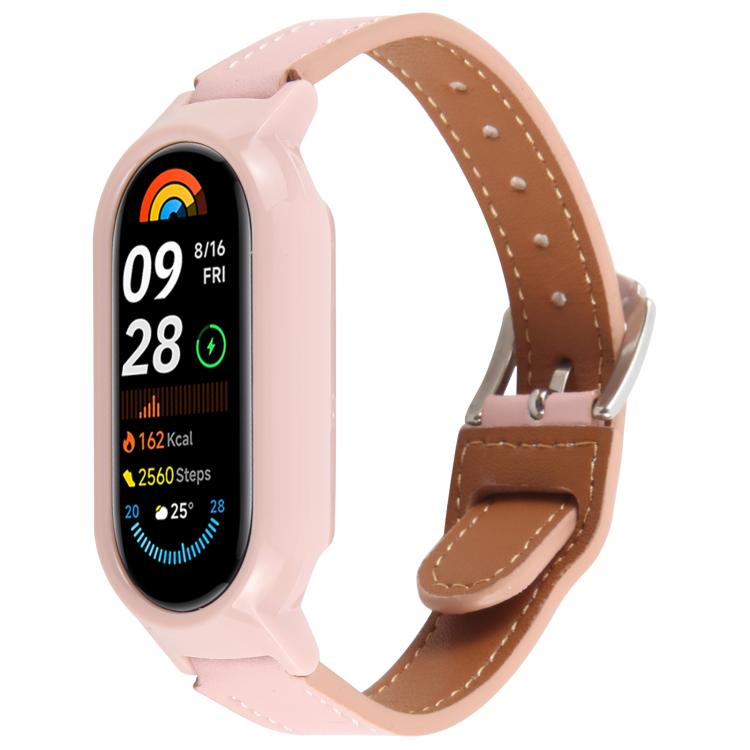 PC Case Integrated Microfiber Leather Watch Band, Compatible with Xiaomi Smart Band 9