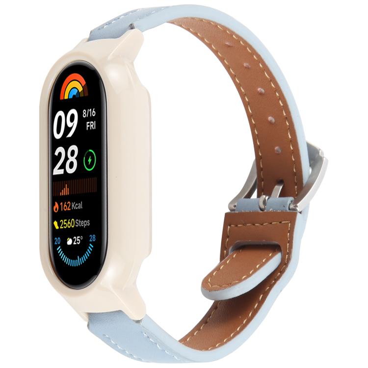 PC Case Integrated Microfiber Leather Watch Band, Compatible with Xiaomi Smart Band 9
