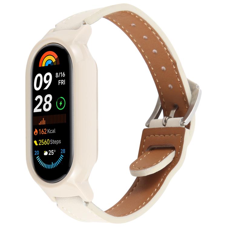 PC Case Integrated Microfiber Leather Watch Band, Compatible with Xiaomi Smart Band 9