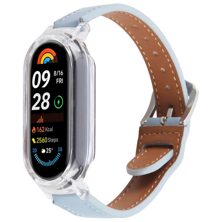 PC Case Integrated Microfiber Leather Watch Band, Compatible with Xiaomi Smart Band 9