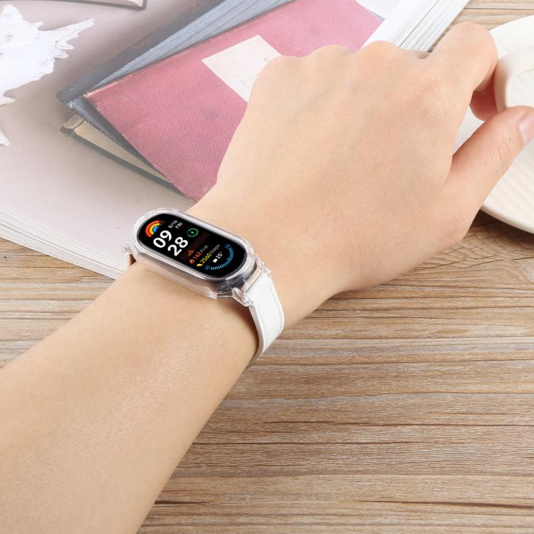 PC Case Integrated Microfiber Leather Watch Band, Compatible with Xiaomi Smart Band 9