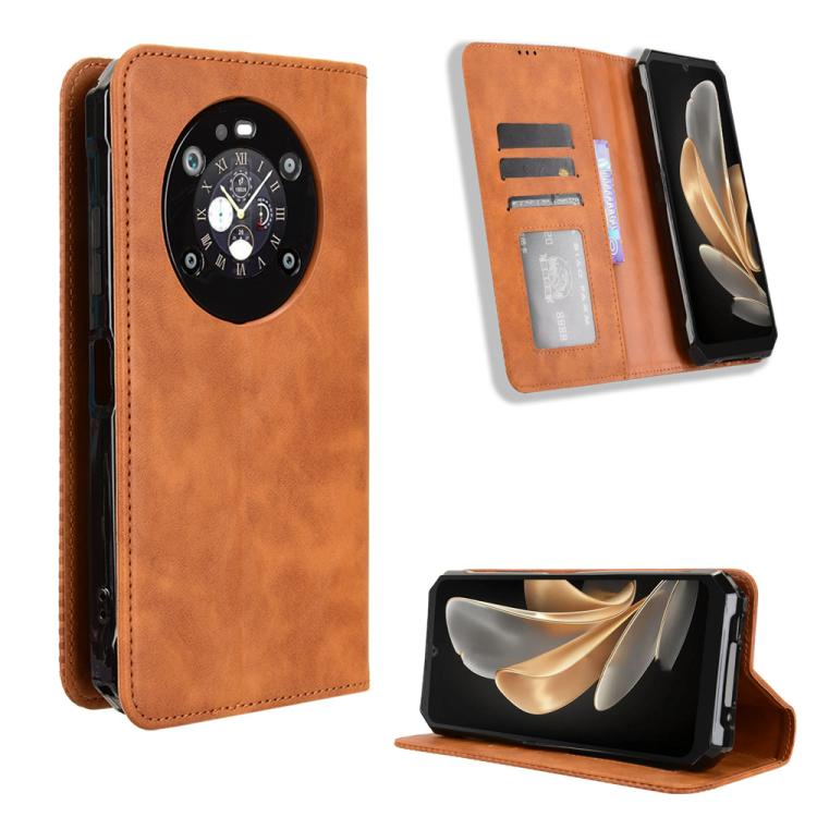 Magnetic Buckle Retro Texture Leather Phone Case, Compatible with Fossibot F109