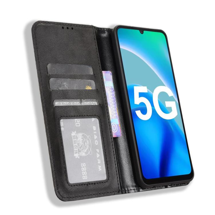 Magnetic Buckle Retro Texture Leather Phone Case, Compatible with Fossibot S1 5G
