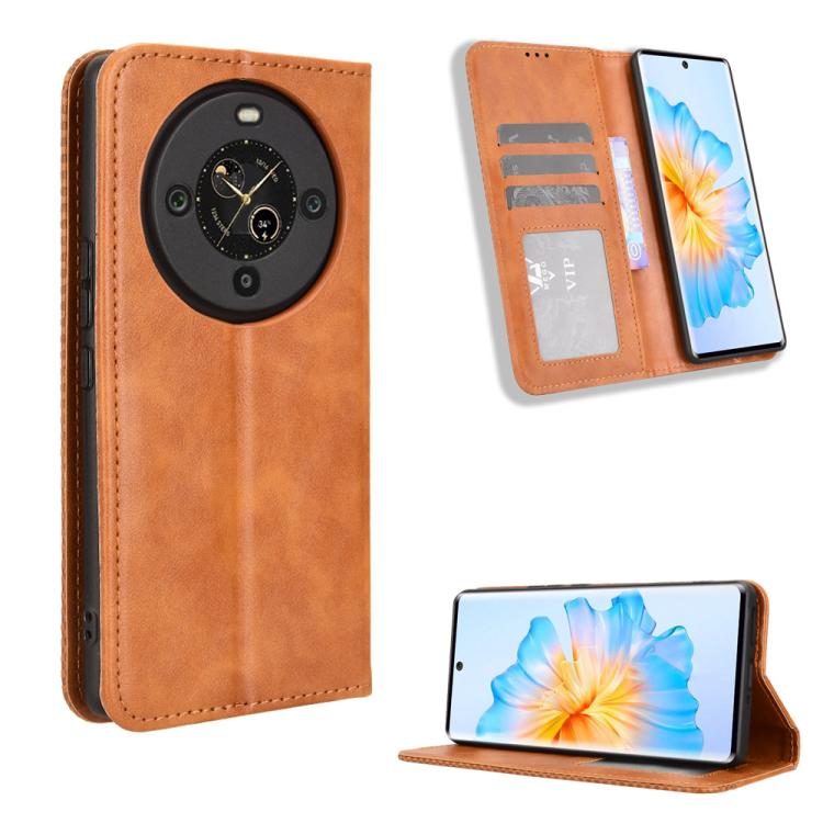 Magnetic Buckle Retro Texture Leather Phone Case, Compatible with Fossibot S3 Pro