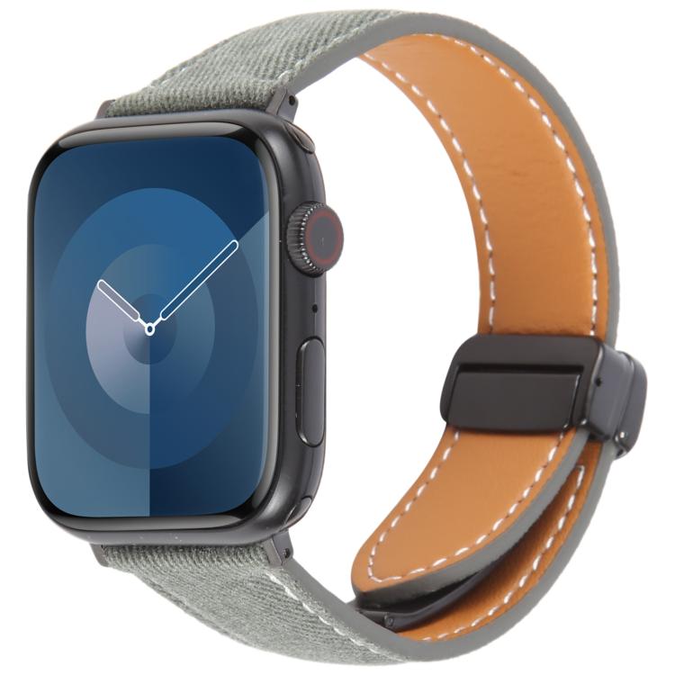 Folding Magnetic Buckle Denim Leather Watch Band, Compatible with Apple Watch 42mm / 41mm / 40mm / 38mm