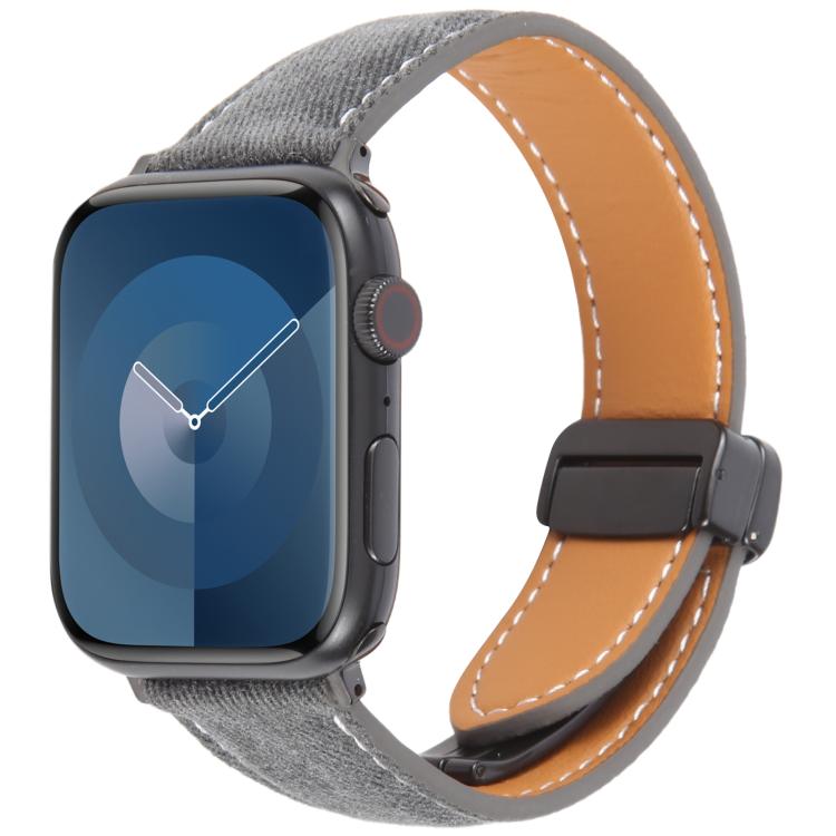 Folding Magnetic Buckle Denim Leather Watch Band, Compatible with Apple Watch 42mm / 41mm / 40mm / 38mm