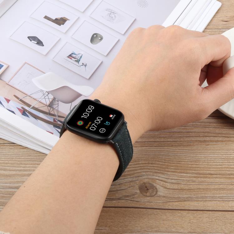 Folding Magnetic Buckle Denim Leather Watch Band, Compatible with Apple Watch 42mm / 41mm / 40mm / 38mm