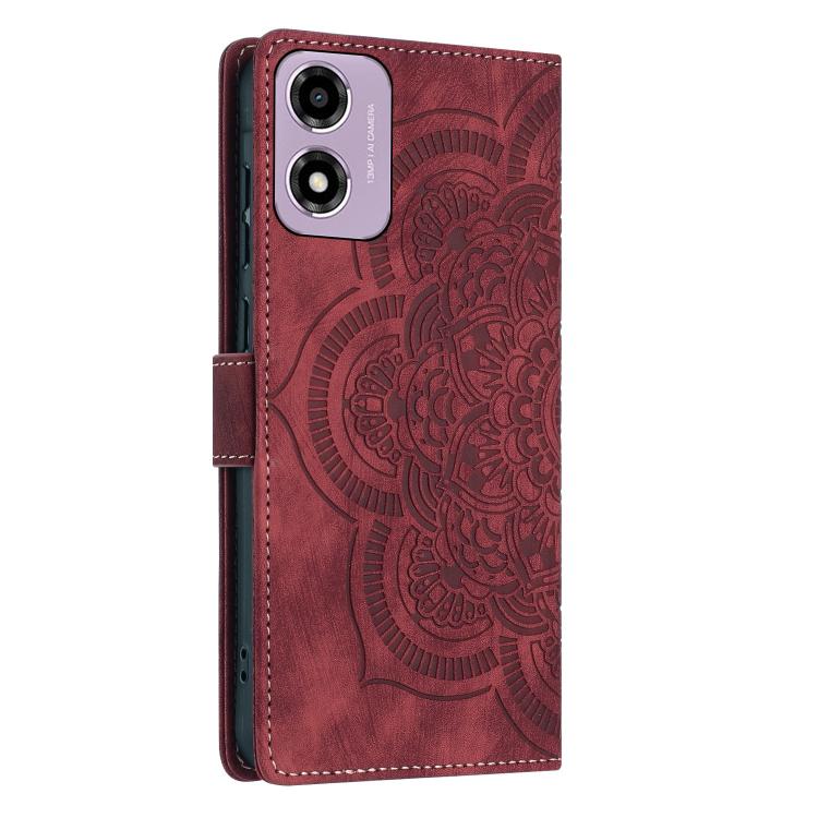 Mandala Embossed Retro Frosted Leather Phone Case, Compatible with Motorola Moto G24 / G04s / E14 4G