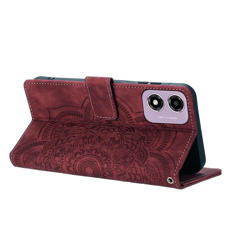 Mandala Embossed Retro Frosted Leather Phone Case, Compatible with Motorola Moto G24 / G04s / E14 4G