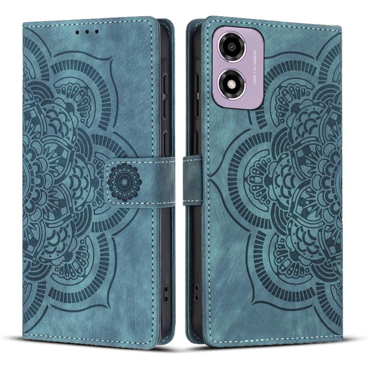 Mandala Embossed Retro Frosted Leather Phone Case, Compatible with Motorola Moto G24 / G04s / E14 4G
